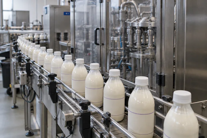 Bottles on a production line